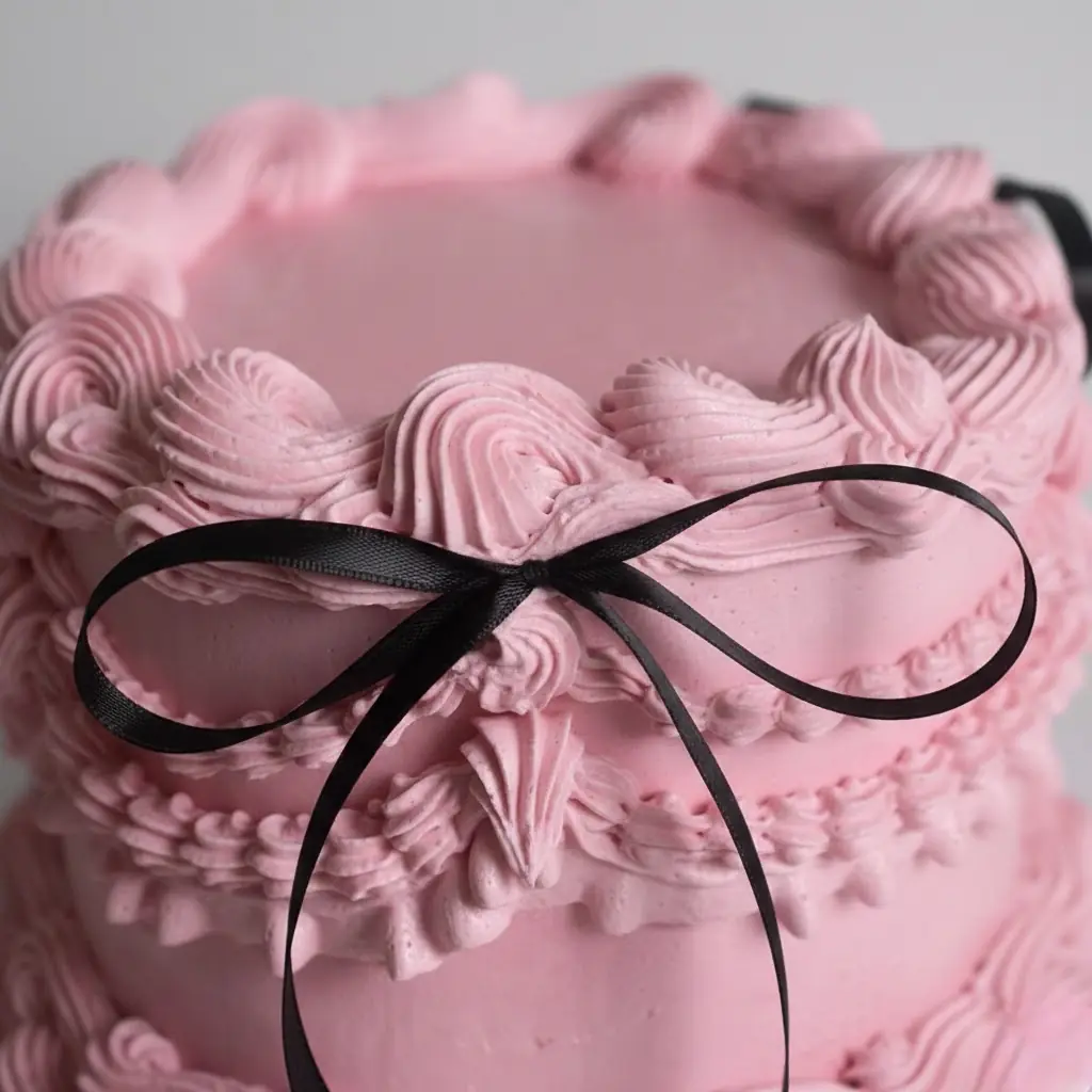 Vintage Zarafeti: Siyah Kurdeleli Pembe Pasta